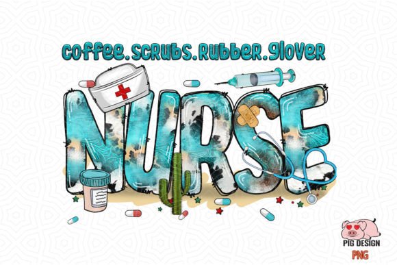 Coffee Scrubs Rubber Glove Nurse SVG Graphics & Crafts