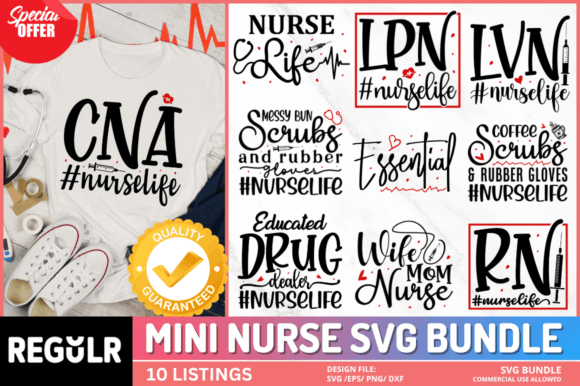 Mini Nurse Svg Bundle: Crafts & Graphics
