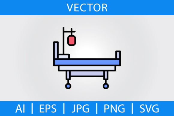 Vector Medical Bed Filled Line Icon: Essential Graphics and Icons